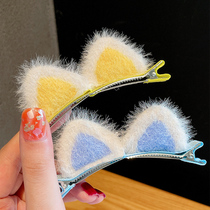 Cute plush cat cat ear hairclip bangs clip headgear side broken hair clip autumn and winter hair accessories