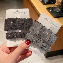 Full drill pleated hairclip female French Crystal flash diamond high-grade bbclip side clip forehead banghai clip subnet red hair card