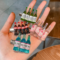 Creative fun beverage bottle duckbill side clip side hair clip 2021 New adcalcium milk bangs hair card headgear women