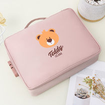 (Teddy Bear) brand certificate storage bag artifact large capacity household document information card package passport finishing box