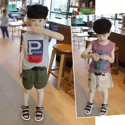 Children's clothing 2020 boys summer vest set 2-10 years old baby boy summer sleeveless shorts two-piece set