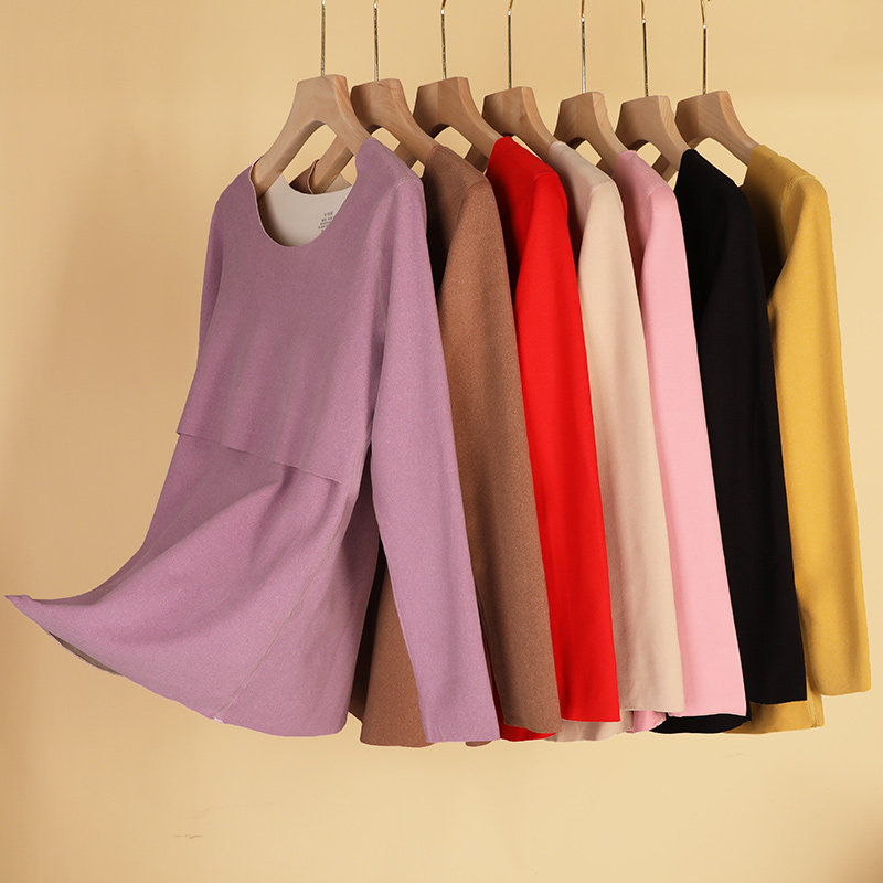 Maternity velvet autumn clothes sanitary trousers set breastfeeding heating clothes breastfeeding confinement clothes autumn and winter cotton sweater pajamas