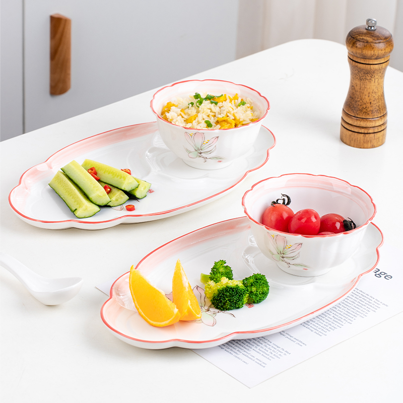Jingxiong Japanese style Bone Porcelain breakfast tray One food tableware light and luxurious suit Home combine Ceramic Plate Dishes