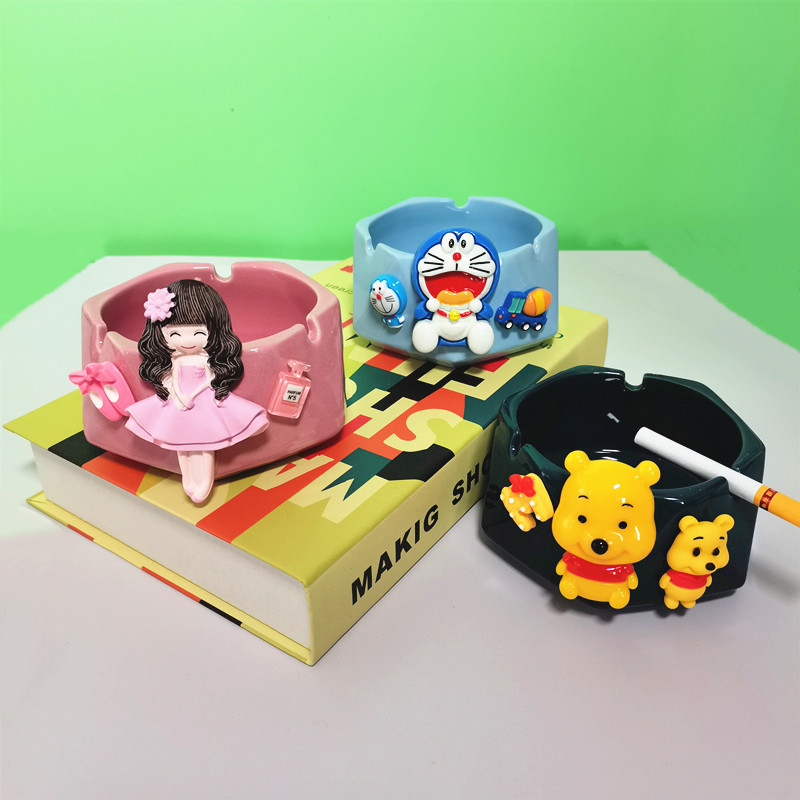 Personality Cartoon Ceramic Tobacco Ashtray Home Tea Table Decoration Cute Girl Pink Tide Ins Desk Cigarette