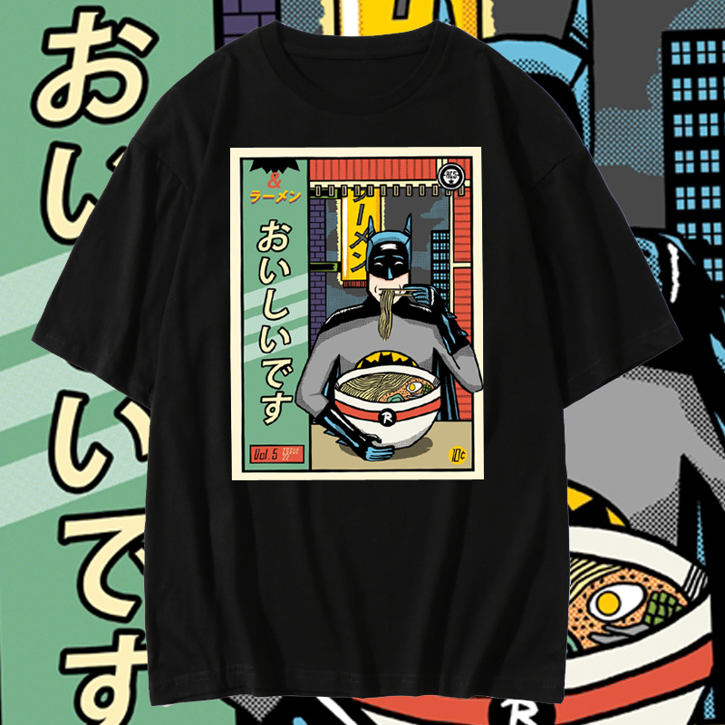 極譽惡搞蝙蝠俠Batman吃拉麵T恤男潮日系純棉短袖衣服夏季- Taobao