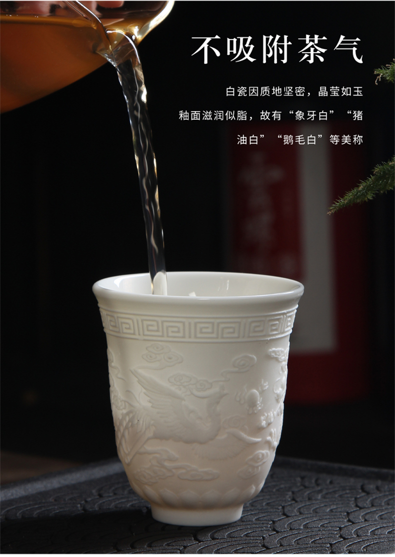 Ceramic masters cup single CPU kunfu tea cup single suet jade tea cup large white porcelain cups sample tea cup