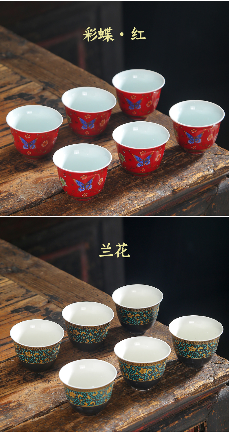 Jingdezhen ceramic color ink landscape of small cup single cup sample tea cup kung fu master cup personal tea cups