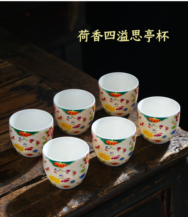 Suet jade dehua white porcelain teacup kung fu set a cup of tea pu 'er tea rock sample tea cup hot cup single CPU