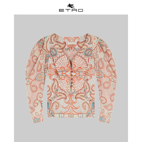 [Hui] etro ai bang/2020 весна и лето Новая/Женская Перси Печатная Леди V -NECK Рубашка