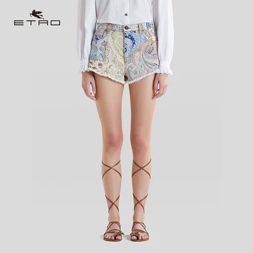 [Та же звезда] etro/ai chuo/2021 весна и летняя новая модель/дамы Пейсри Джинсовые Шорты горячих брюк