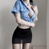 Small dirty female sexy policewoman uniform temptation bed teasing passion suit free of role-playing pajamas
