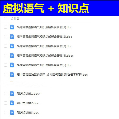 高中高考英语专项练虚拟语气讲练专项练习题知识点讲解word电子版 vip免费下载