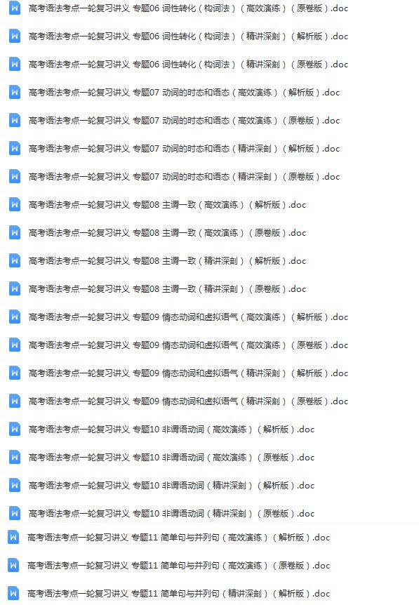 高中高考英语语法电子版复习讲义练习题专项训练试卷题word电子版