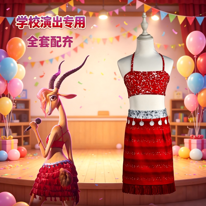 Zootopia 2 Shaggy Sheep Cosplay Costume Stage Performance Outfit Red Costume Cosplay Clothing Children's Day Zootopia 2 Shaggy Sheep Cosplay Costume Stage Performance Outfit Red Costume Cosplay Clothing Children's Day