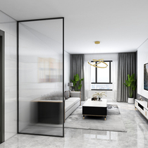 Light luxury stainless steel Changhong glass partition porch entry living room modern minimalist washstand partition wall wrought iron screen