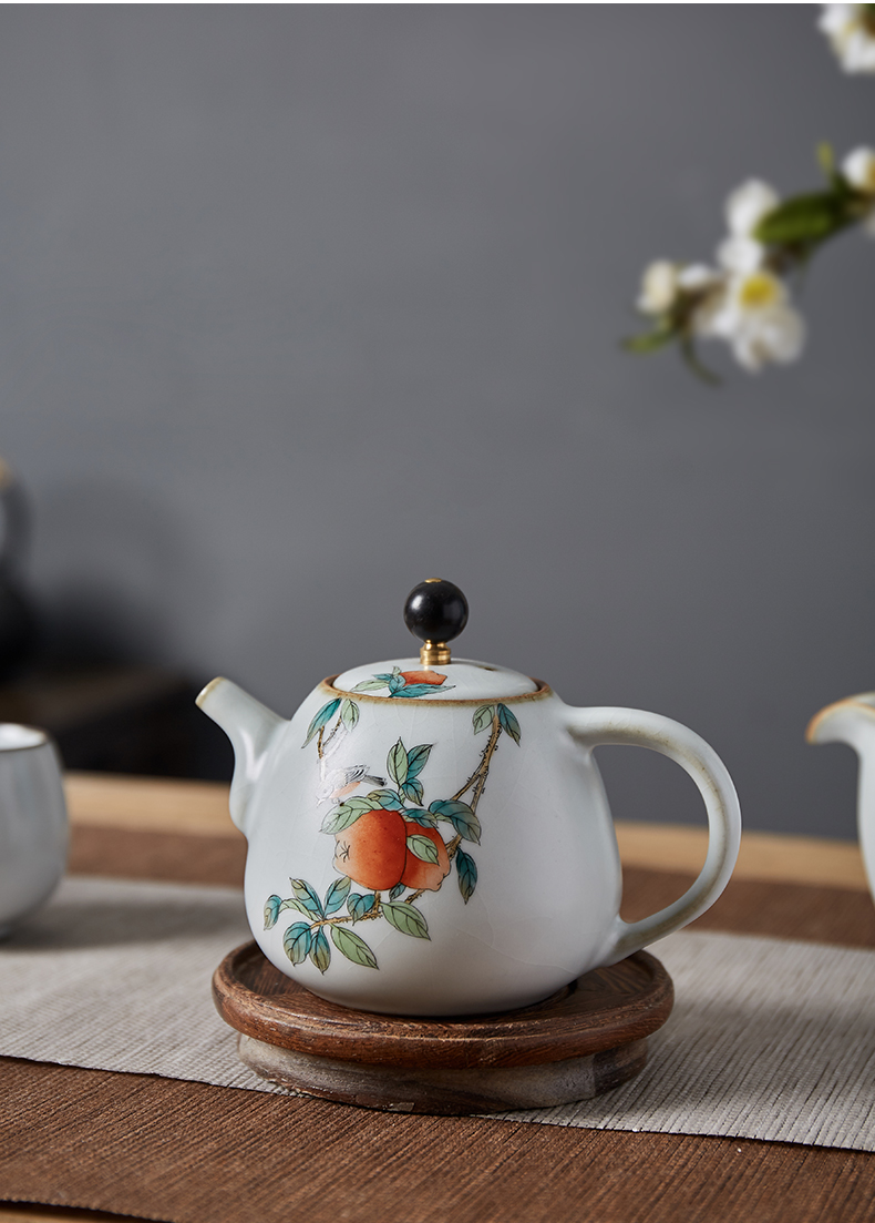 Shot incarnate your up hand - made apple bird jingdezhen ceramic teapot kung fu tea set household filter teapot single pot