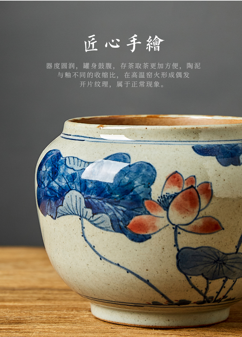 Shot incarnate the blue and white tea all hand washing water jar is large jingdezhen ceramic kung fu tea set with parts of household building water washing