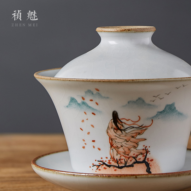 Shot incarnate the jingdezhen ceramic your up hand - made only three tureen tea cups ancientry kung fu tea tea bowl cover cup