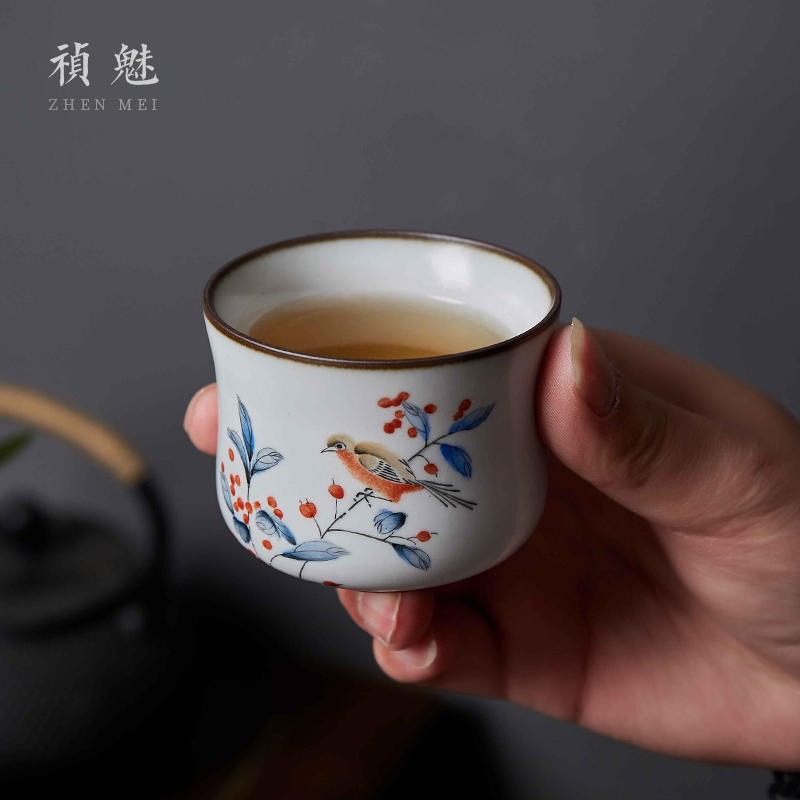 Shot incarnate your up on hand - made painting of flowers and a cup of jingdezhen ceramic kung fu tea master sample tea cup cup personal single CPU