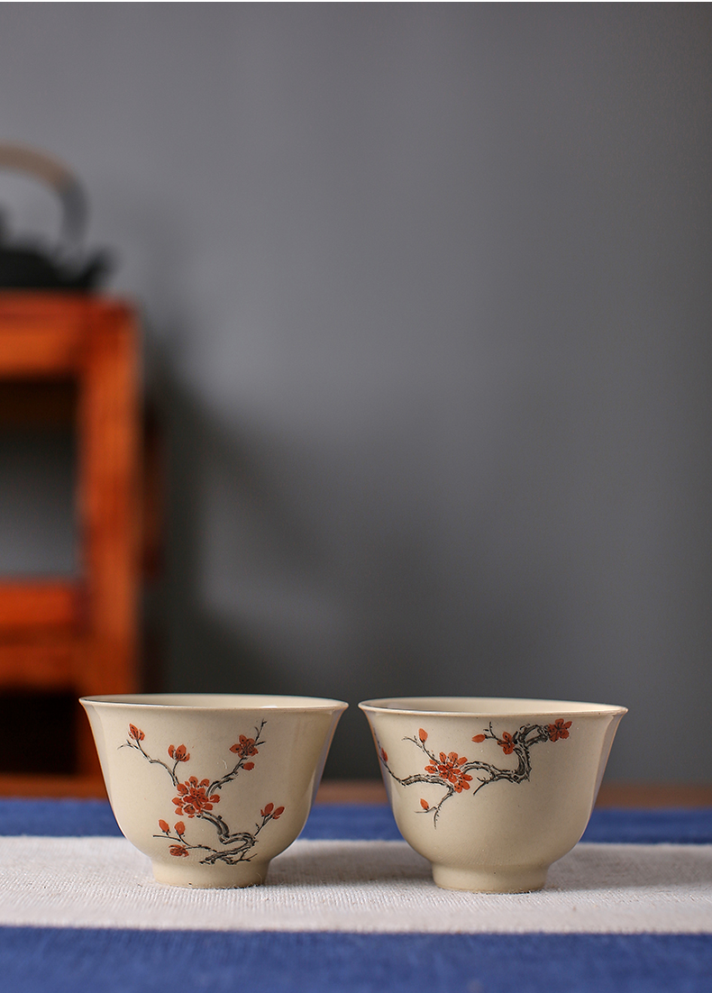 Jingdezhen plant ash hand - made name plum flower small shot incarnate the ceramic cups kung fu tea master cup single individual tea cup