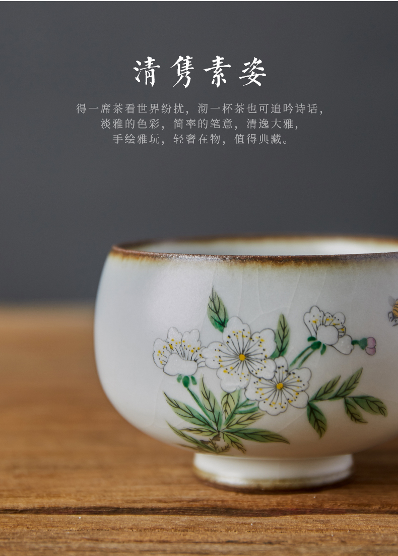 Shot incarnate the ceramic your up hand - made the pear flower cup of jingdezhen ceramic kung fu tea set individual sample tea cup master cup single CPU