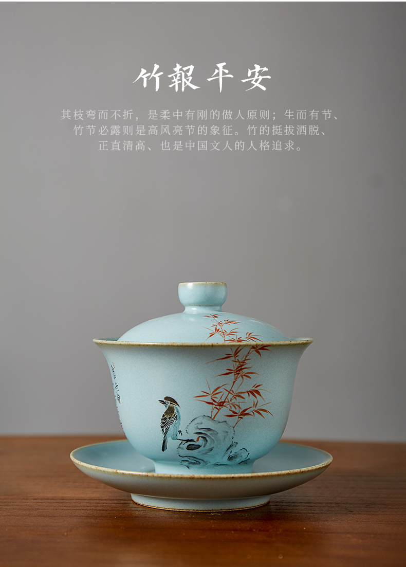 Shot incarnate your up hand - made only three tureen jingdezhen ceramic kung fu tea tea bowl cover cup tea cup