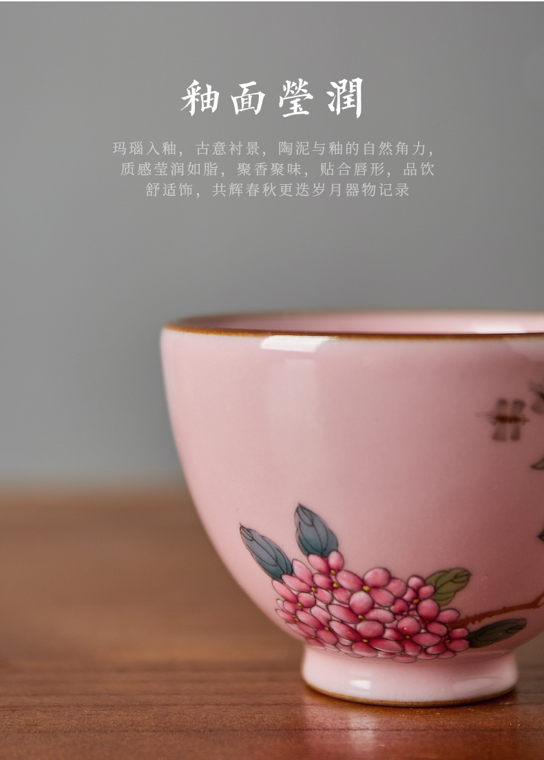 Shot incarnate the powder your up hydrangea jingdezhen ceramic cups kung fu tea set sample tea cup personal single CPU master CPU