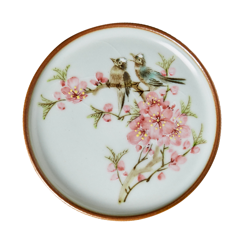Peach blossom put cover the shot incarnate your up hand - made water point kung fu tea tea saucer jingdezhen ceramics accessories cup mat