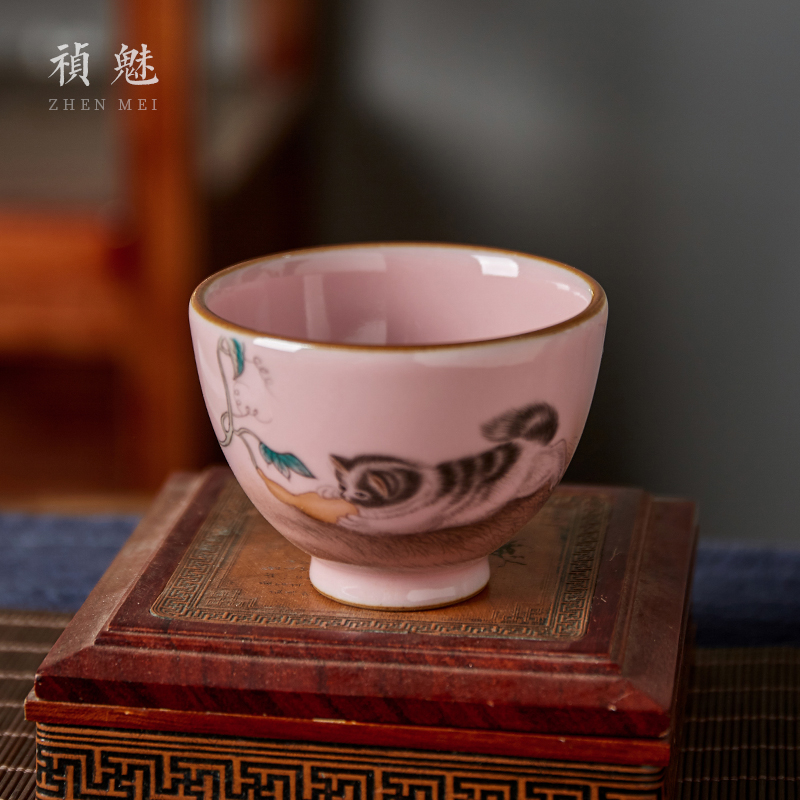 Shot incarnate your up hand - made the cat jingdezhen ceramic cups kung fu tea set personal sample tea cup master cup single CPU