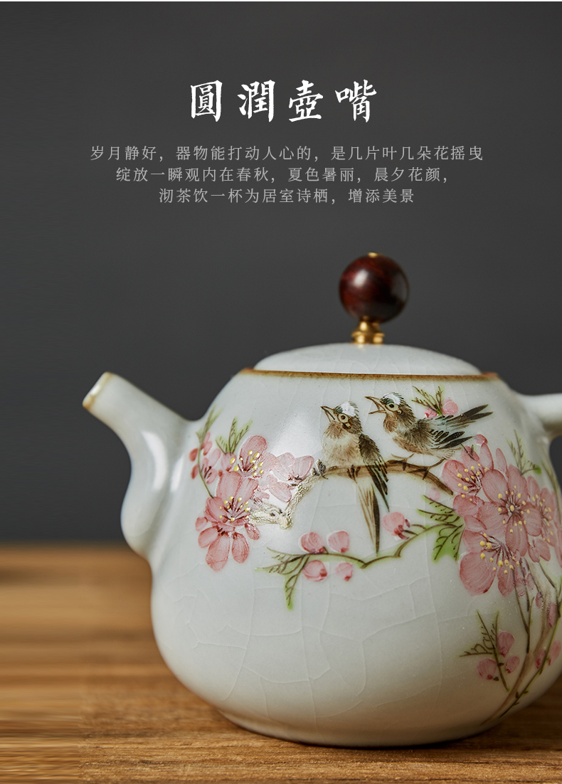 Shot incarnate your up hand - made water spot open peach blossom put jingdezhen ceramic teapot kung fu tea set household filter teapot