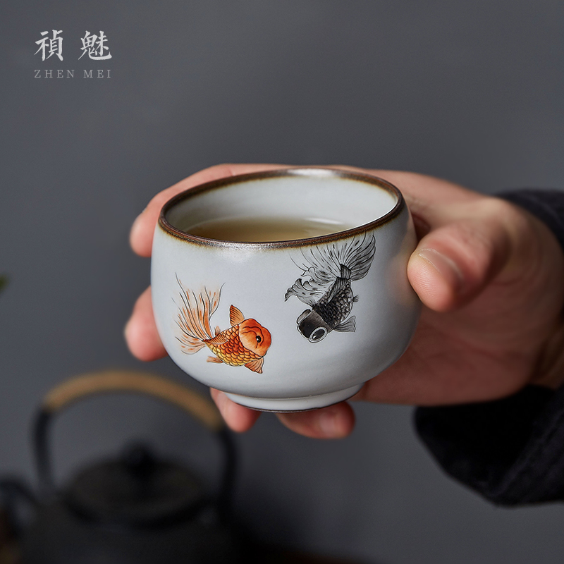 Shot incarnate the jingdezhen ceramic your up hand - made teacup kung fu tea set sample tea cup cup single CPU slicing can be a master