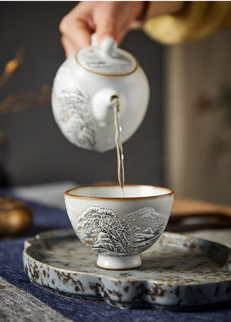 Shot incarnate the hand - made your up open piece of snow masters cup single CPU jingdezhen ceramic kung fu tea set personal cup sample tea cup