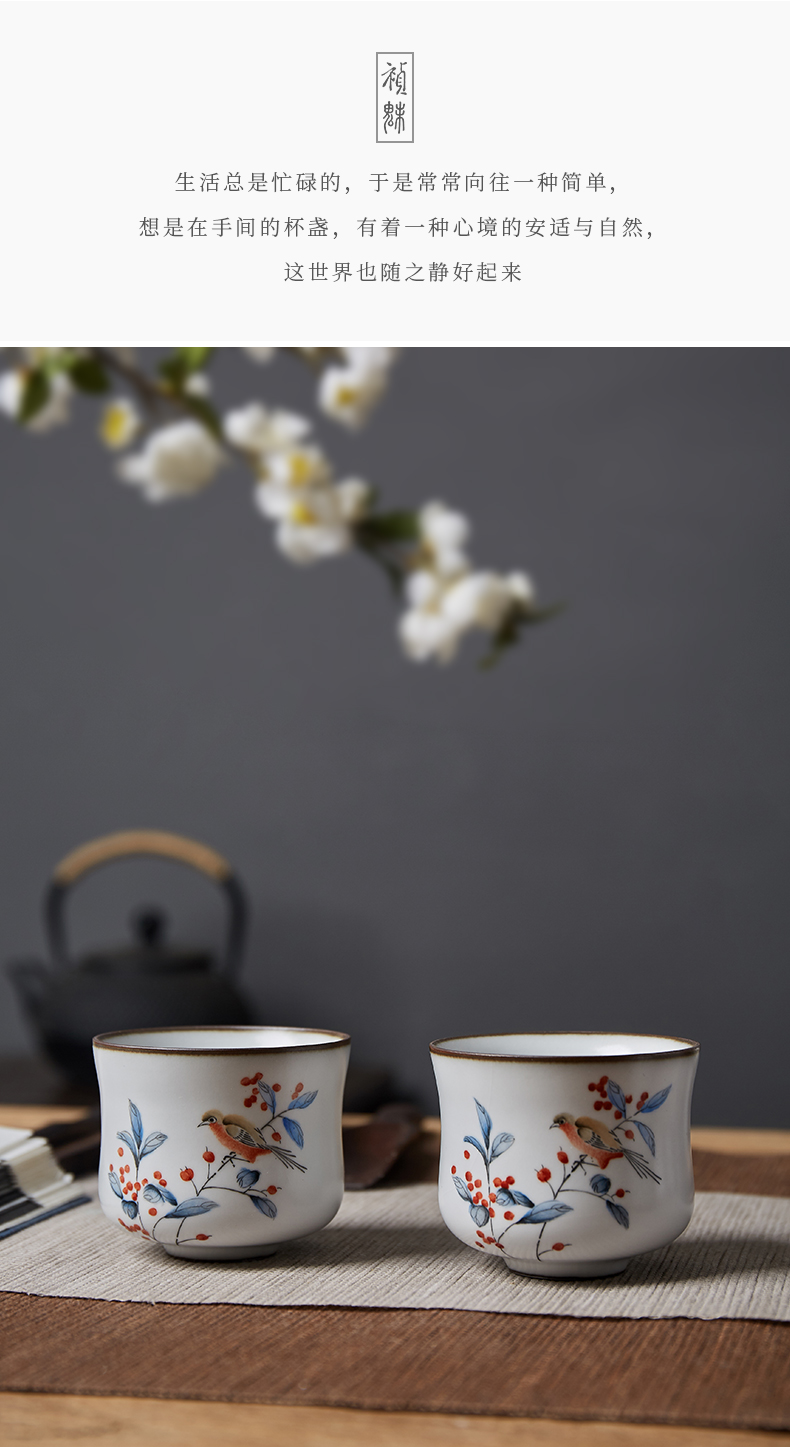 Shot incarnate your up on hand - made painting of flowers and a cup of jingdezhen ceramic kung fu tea master sample tea cup cup personal single CPU