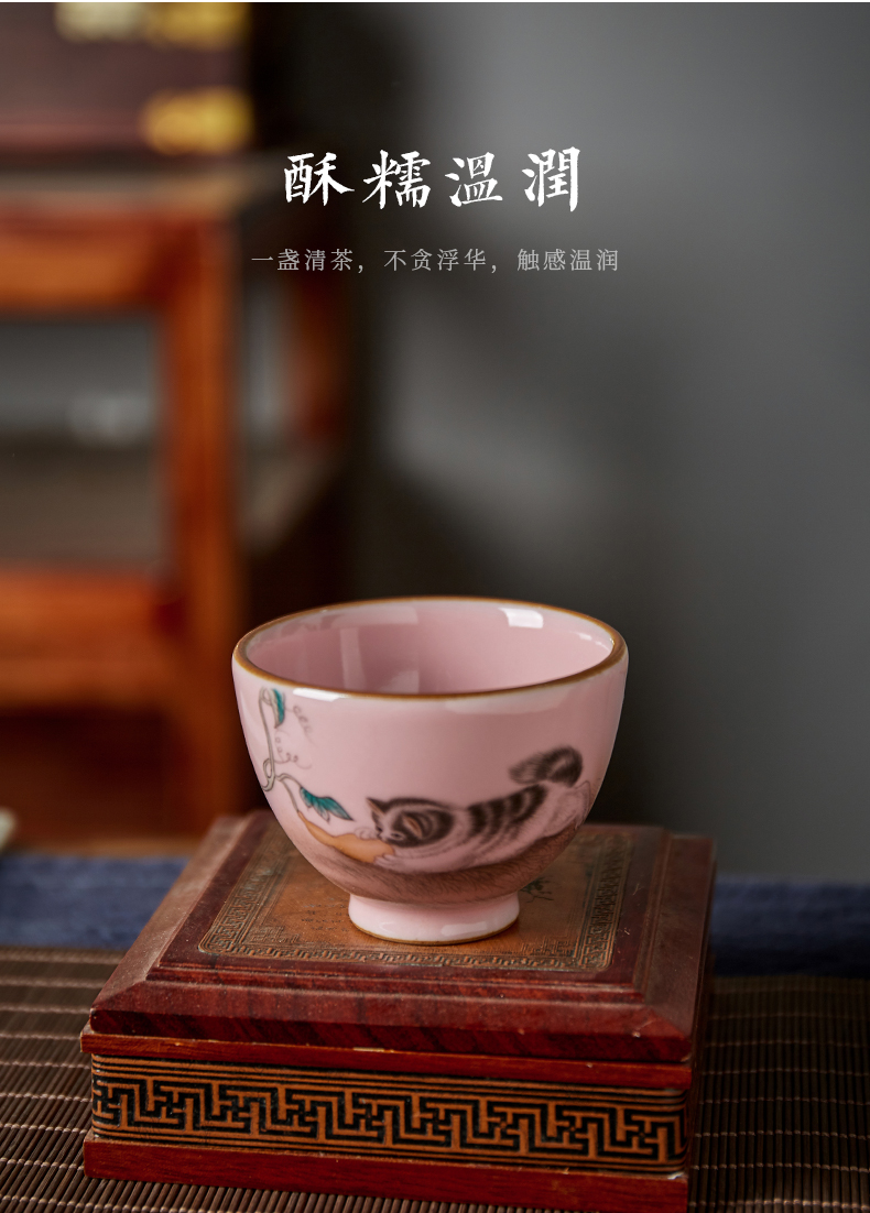 Shot incarnate your up hand - made the cat jingdezhen ceramic cups kung fu tea set personal sample tea cup master cup single CPU