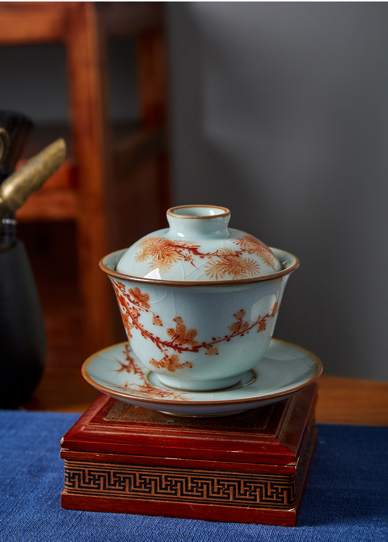 Shot incarnate your up hand - made the start to raise three tureen jingdezhen ceramic kung fu tea tea bowl cover cup