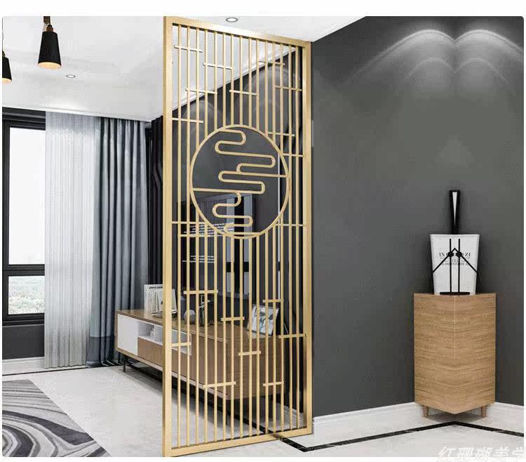 无锡金属屏风隔断客厅进门不锈钢拉丝金属轻奢现代玄关