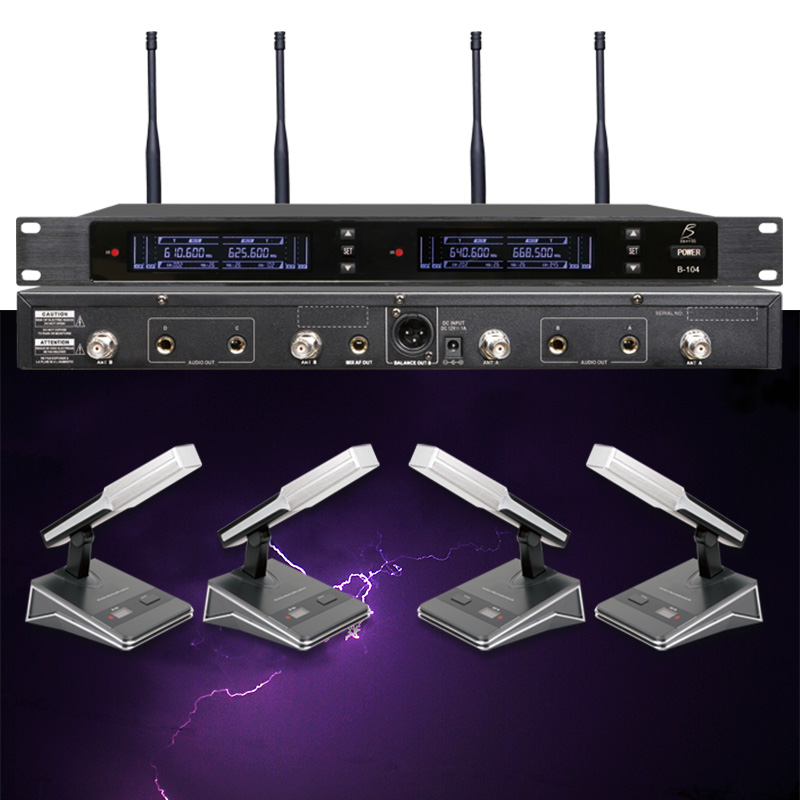 HT - 986B square tube one drag four wireless gooseneck professional conference microphone automatic frequency conversion throughout the country