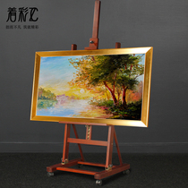 Luxury beech floor-to-ceiling oil painting frame Advertising real estate Walnut color display stand Floor-to-ceiling adjustable kt board display frame Outdoor display frame Wooden wheeled mobile apartment map display art easel