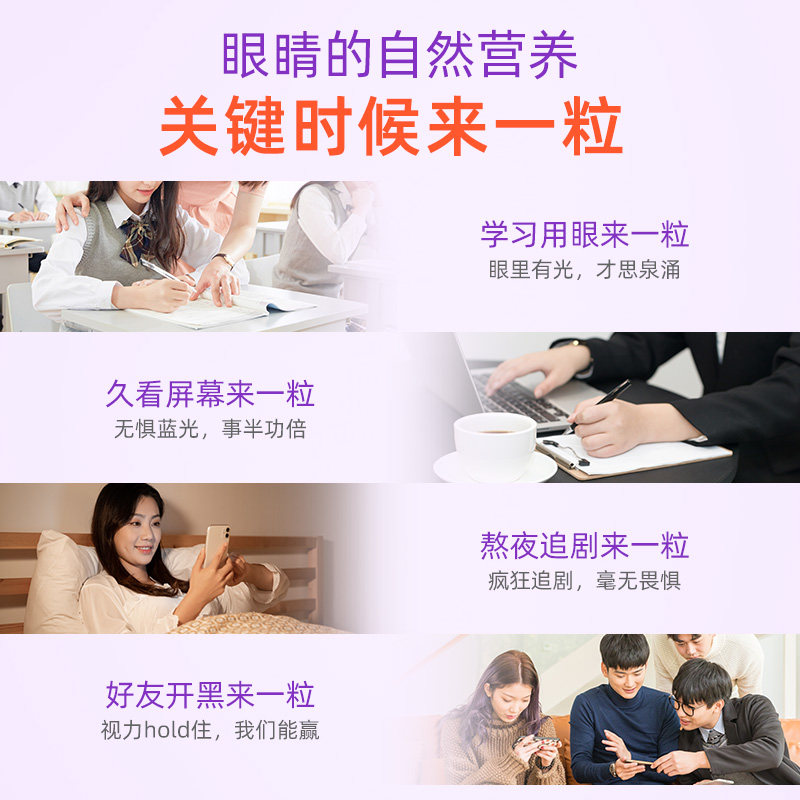 Falanxiu Blueberry Lutein Ester Natural Nutritional Gummies for Kidsren, Adolescents, Students and Adults to Improve Eye Vision