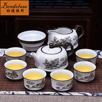 Banderas snowflake glaze Dehua white porcelain jade porcelain kung fu tea set set household tea cup tea Sea set