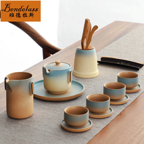Banderas coarse pottery simple tea set Japanese household small living room tea cup practical set of gifts