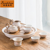 Banderas plum blossom kung fu tea set tea set tea set simple home Japanese teapot tea cup small round tea tray