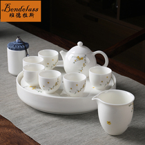 Hand-painted Japanese tea set set home living room simple teapot tea cup small set ceramic kung fu dry bubble tea tray