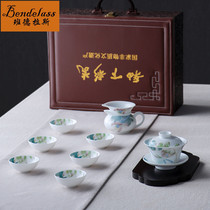 Banderas Kung Fu Tea Set Lotus Hand-painted Cover Bowl Underglaze Tea Cup Ceramic Chinese Tea Set Household Small Set