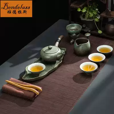 Banderas travel tea set set Japanese home balcony tea set coarse pottery simple portable travel teapot tea cup