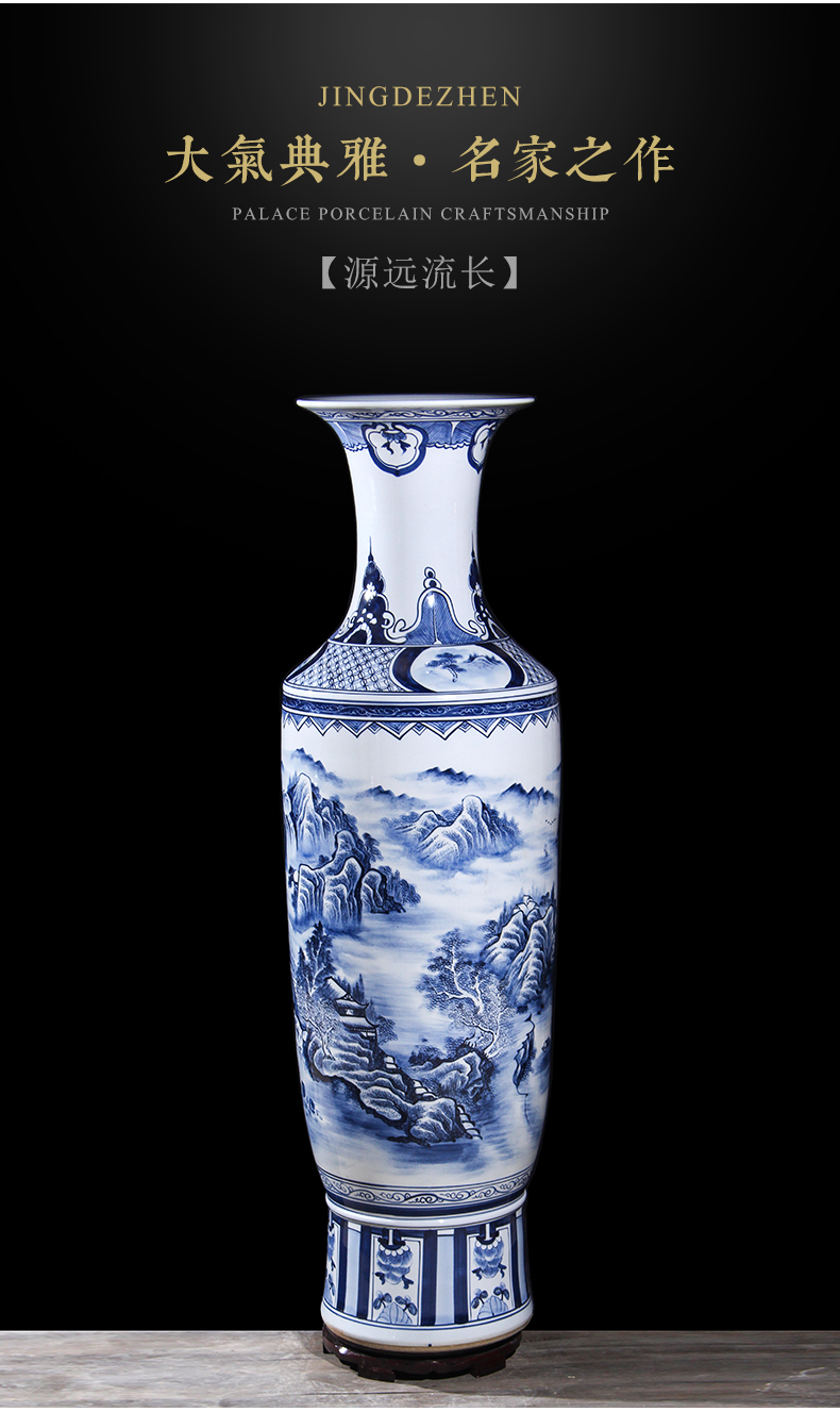 Jingdezhen ceramics hand - made porcelain floor high extra large size vase furnishing articles of Chinese style living room decoration opening gifts