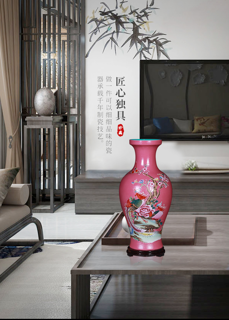 Jingdezhen famille rose porcelain vase trumpet furnishing articles sitting room TV ark, flower arranging water raise flower decoration