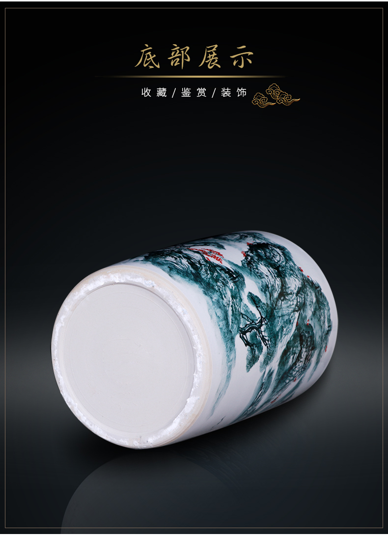 Jingdezhen ceramic vase painting and calligraphy calligraphy and painting scroll cylinder receive tube ground sitting room big flower arranging household act the role ofing is tasted furnishing articles
