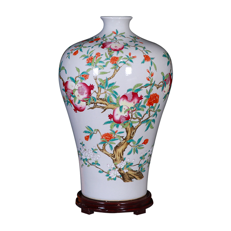Imitation the qing pastel large name plum bottle of jingdezhen household of Chinese style living room porch decoration gifts vase is placed by hand