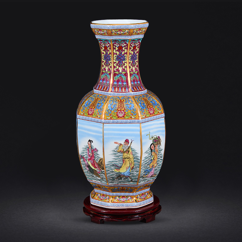 Jingdezhen ceramics vase flower arranging Chinese archaize sitting room qianlong pastel furnishing articles porch rich ancient frame ornaments